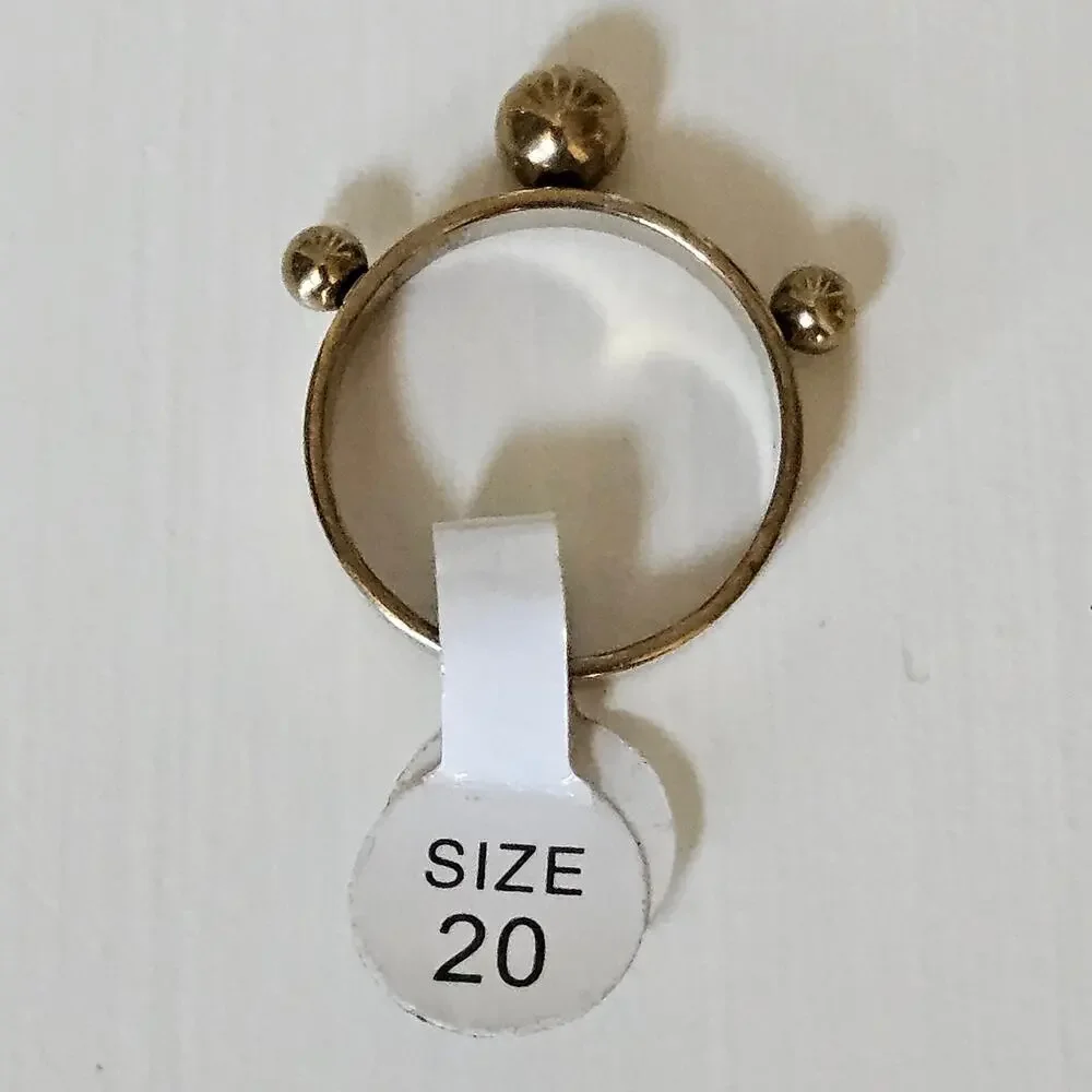 Stainless Steel Triple Ball Statement Ring Size 20 | Gold Tone Punk Jewelry